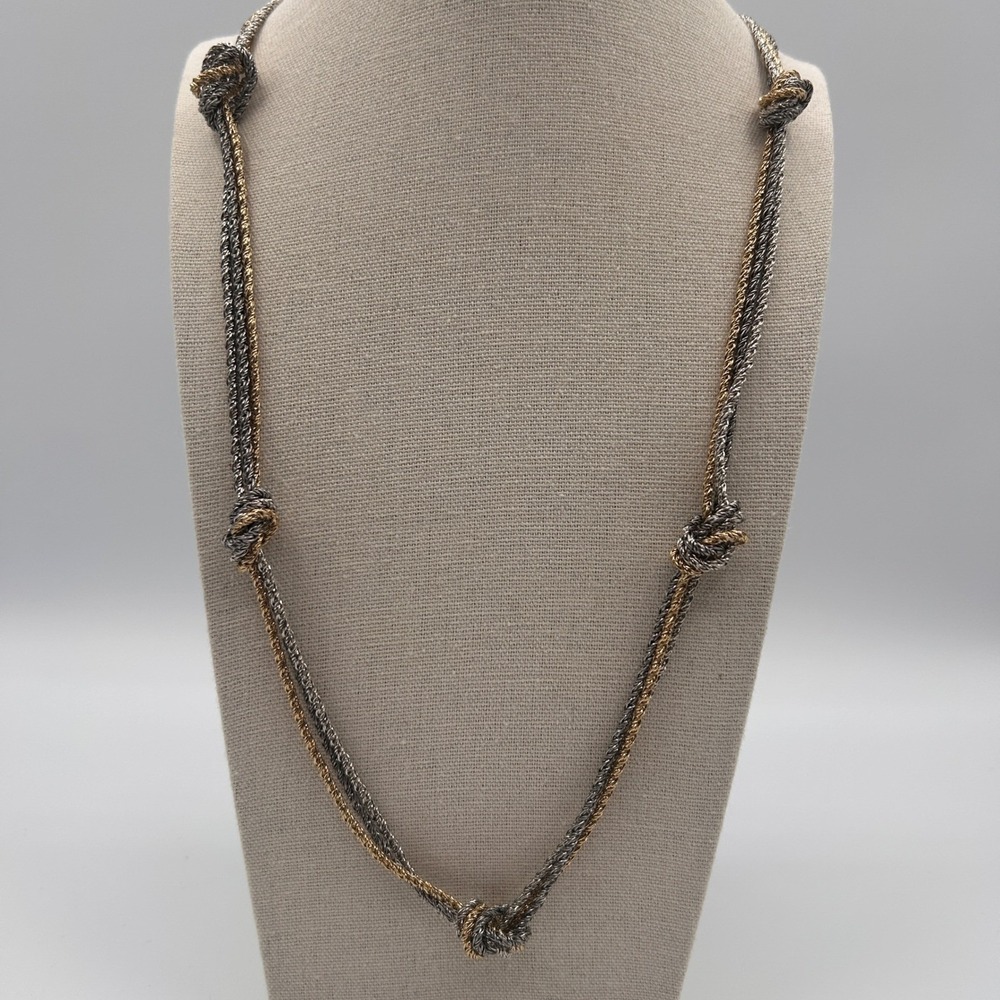 Loft Ann Taylor Mixed Metal Multi Strand Knotted Rope Chain Necklace Long